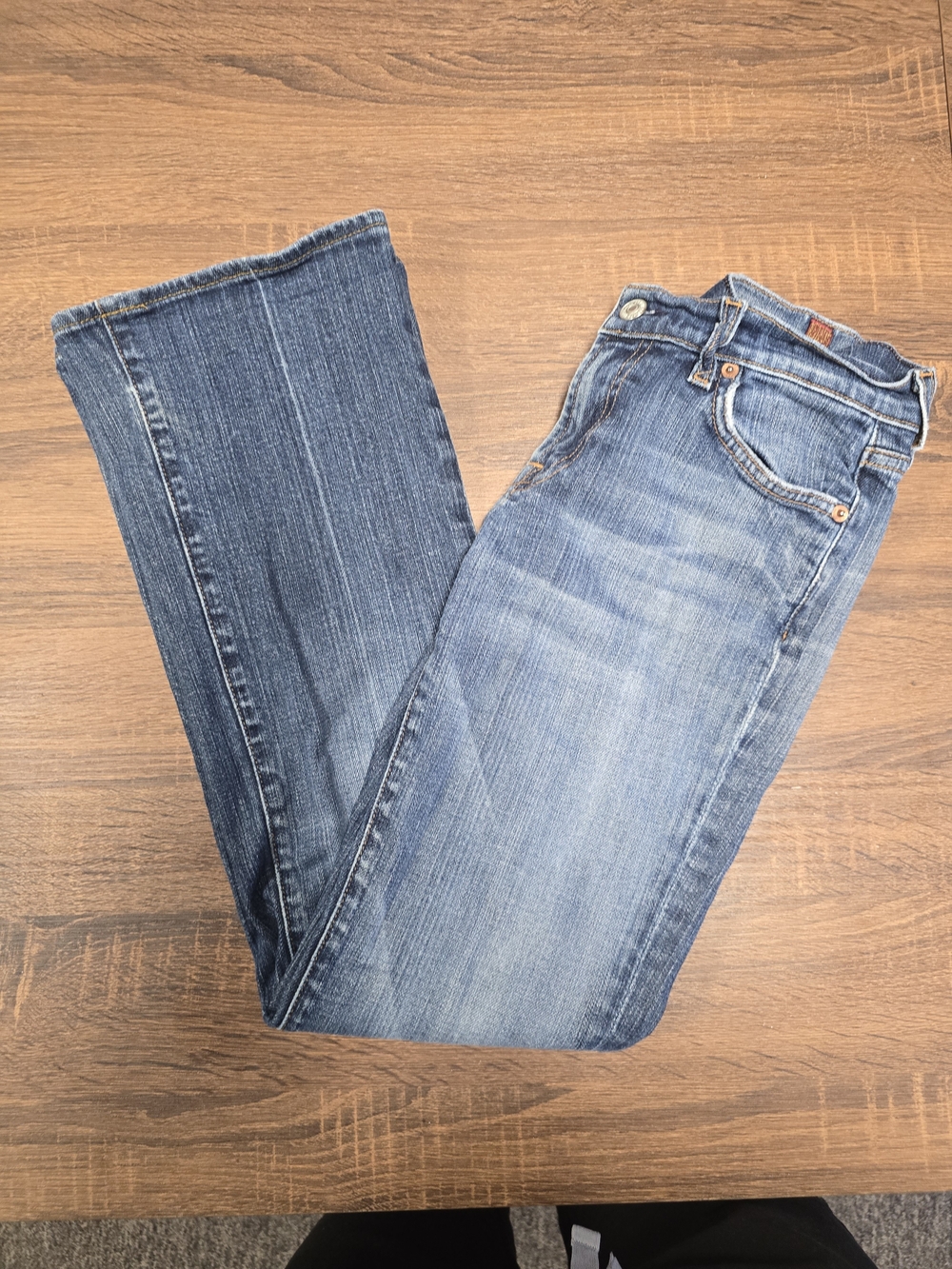 7 For All Mankind Women's Two-Tone Blue Bootcut Jeans - Picture 2 of 3